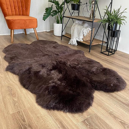 HUAHOO Premium Genuine Sheepskin Rug Brown Real Australia Sheepskin Natural by HUAHOO