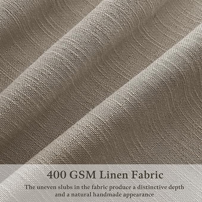 Pinch Pleated Taupe Linen Semi Sheer Curtains 84 Inches Long 2 Panels Set | - Image 3
