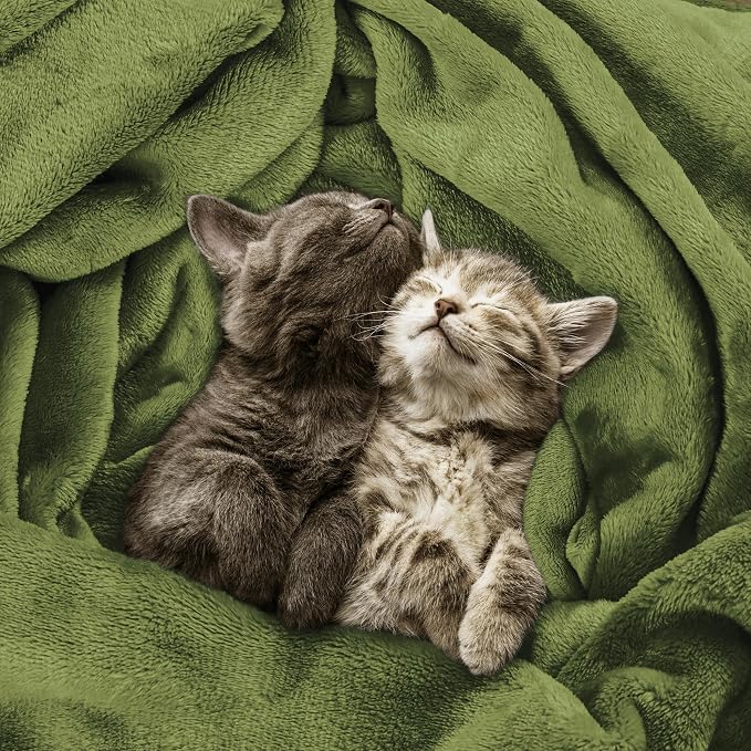 Utopia Bedding Ultra Soft Fleece Bed Blanket Twin Size Olive | Microfiber Plush - Image 4