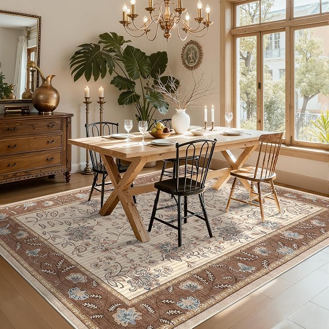 GarveeHome 9x12 Brown Washable Large Area Rug Living Room Rug Non Slip | Soft - Image 7