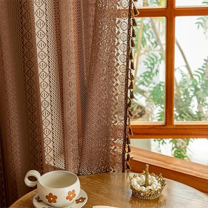 Sutuo Home Boho Lace Curtains 2 Panels Set - Image 9