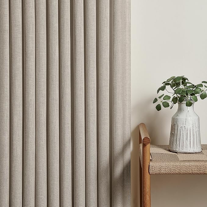 Flax Linen Curtains Pinch Pleated 84 Inch Length 2 Panels Burlywood Birch | - Image 9