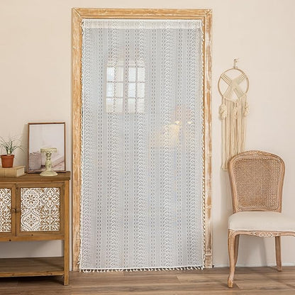 Sutuo Home White Boho Lace Sheer Door Curtain by SutuoHome