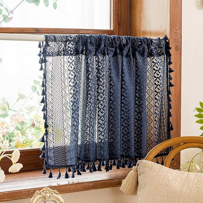 Sutuo Home Boho Lace Sheer Short Curtains Valance 2 Panels - Image 6