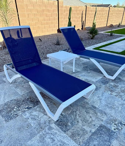 PURPLE LEAF Patio Chaise Lounge Chair Set of 3 Outside Aluminum Plastic by PURPLELEAF