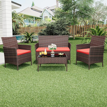 GarveeLife 4-Piece Patio Furniture Set, Rattan Outdoor Furniture - Image 9