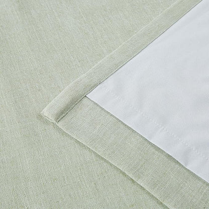 Vision Home Soft Green Pinch Pleated Full Blackout Curtains Linen Blended Room - Image 6