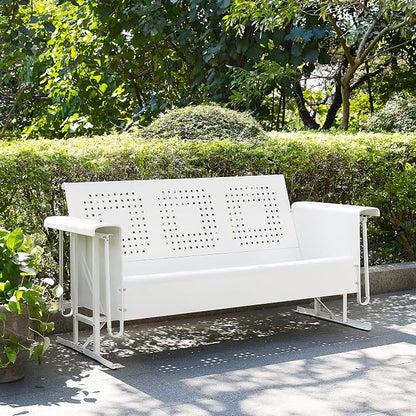 Crosley Furniture Bates Retro Metal Outdoor Sofa Glider, 3-Person Rocking Patio - Image 7