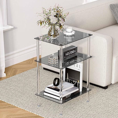 Tempered Glass Side Tables Set of 2 Acrylic End Table - Image 4