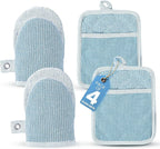 Casa Platino BBQ Gloves & Potholders Set, 4Pc Kitchen Mitts for Oven & Baking, Pot Holder for Hot Pots & Dishes – Heat Resistant Up to 500°F, Non-Slip & Machine Washable – Cornflower