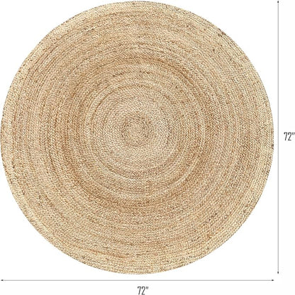 Hausattire Jute Braided Round Rug, 6 ft | 100% natural jute, hand woven - Image 2