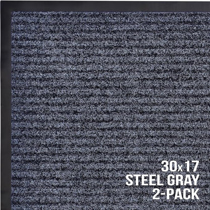 Front Door Mat, Indoor Outdoor Welcome Entryway Doormat, 30x17 Steel Gray | - Image 7