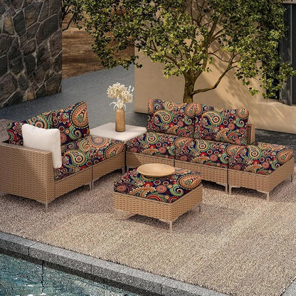 14PCS Patio Cushion Covers, Patio Furniture Couch Seat Slipcovers | Washable - Image 6