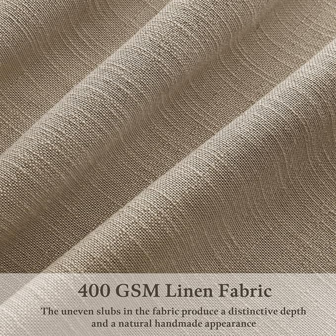 Linen Grey Beige Camel Pleated Light Filtering Curtains 120 Inch Long 50W | - Image 2