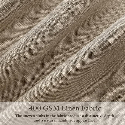 Linen Grey Beige Camel Pleated Light Filtering Curtains 120 Inch Long 50W | - Image 2