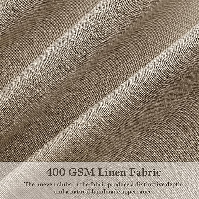 Pinch Pleat 84 Inch Semi Sheer Linen Memory Trained Curtains Camel Tan 50W | - Image 3