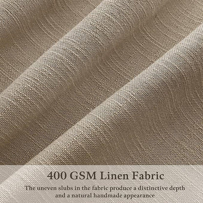 108 Inch Camel Tan Pleated Linen Light Filtering Country Curtains 50WxL108 | - Image 3