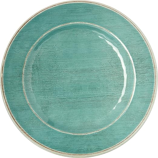 Carlisle FoodService Products Grove Reusable Plastic Plate Dinner Plate with Wide Rim for Home and Restaurant, Melamine, 11 Inches, Aqua, (Pack of 12)