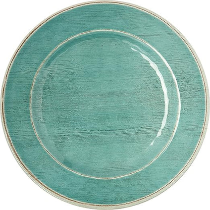 Carlisle FoodService Products Grove Reusable Plastic Plate Dinner Plate with Wide Rim for Home and Restaurant, Melamine, 11 Inches, Aqua, (Pack of 12)