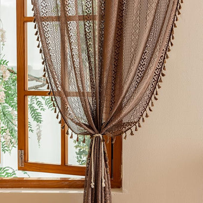 Sutuo Home Boho Lace Curtains 2 Panels Set - Image 5
