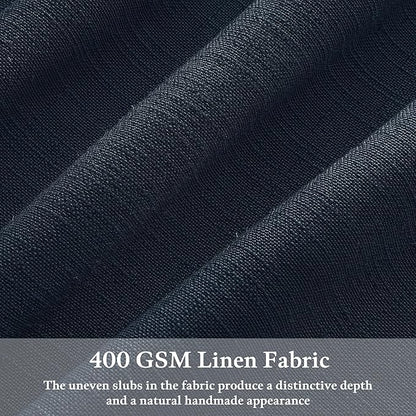 Pinch Pleat Linen Dark Blue Linen Light Filtering Curtains 72 Inch 2 Panels | - Image 3