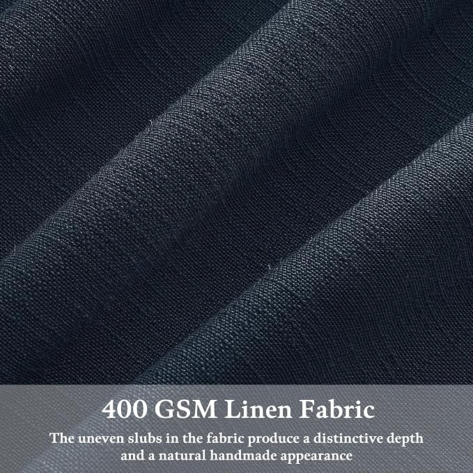 120 Inch Pinch Pleated Linen Navy Semi Sheer Curtains - Image 3