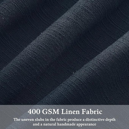 120 Inch Pinch Pleated Linen Navy Semi Sheer Curtains - Image 3