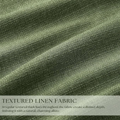 108 Inch Olive Green Linen Pinch Pleated Blackout Curtains Dual Layer | 100% - Image 3