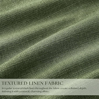 84 Inch Olive Green Linen Pinch Pleated Blackout Curtains Dual Layer | 100% - Image 3