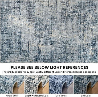 8x10 Washable Area Rug for Living Room Bedroom: Non-Slip Modern Blue Gold | - Image 9