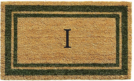 Calloway Mills 153041830I Sage Green Border 18" x 30" Monogram Doormat by Callowaymills