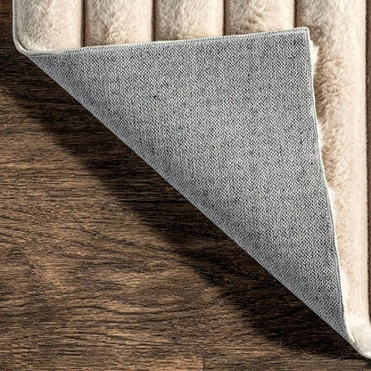 nuLOOM Kai Beige Striped Washable Area Rug - Image 3