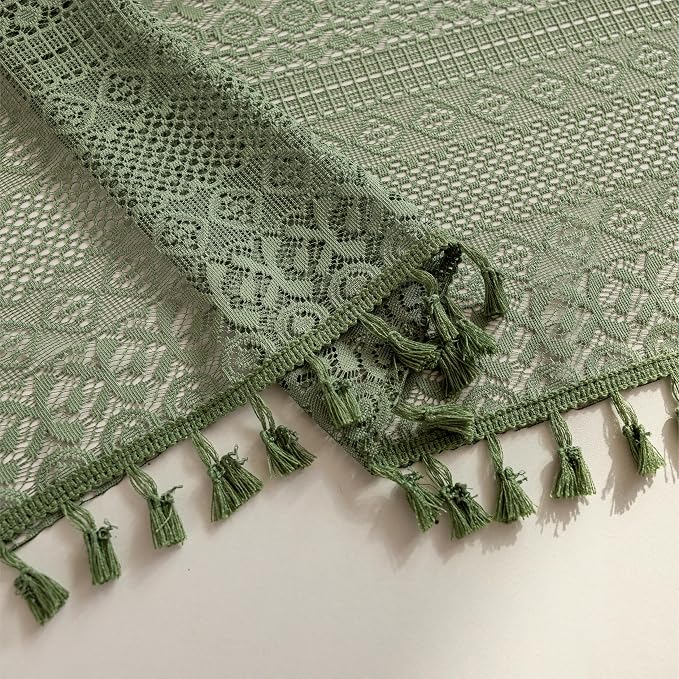 Sutuo Home Olive Green Boho Sheer Curtains 72 Inches Long - Image 8
