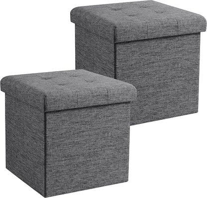 Ornavo Home 2 Pack 15 Inch Folding Storage Ottoman by OrnavoHome