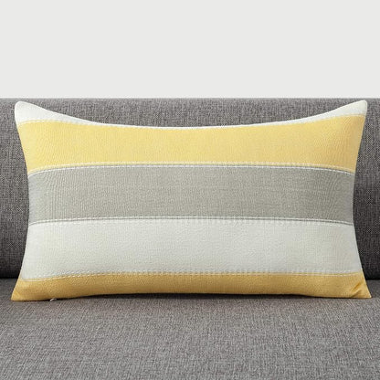AmHoo Pack of 2 Farmhouse Stripe Check Throw Pillow Covers Set Case Cotton - Image 2