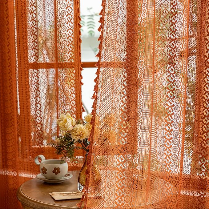 Sutuo Home Boho Lace Curtains 2 Panels - Image 2