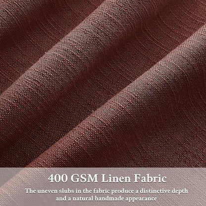 Short Linen Pleated Reddish Brown Semi Sheer Curtains 45 Inch Long 2 Panels | - Image 2