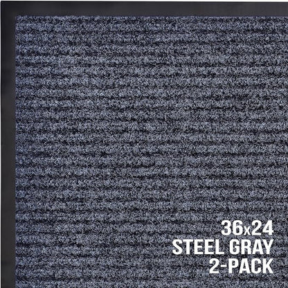 Front Door Mat, Indoor Outdoor Welcome Entryway Doormat, 36x24 Steel Gray | - Image 7
