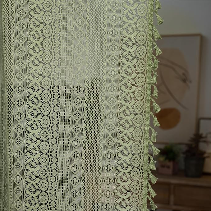Sutuo Home Olive Green Boho Doorway Curtains - Image 9