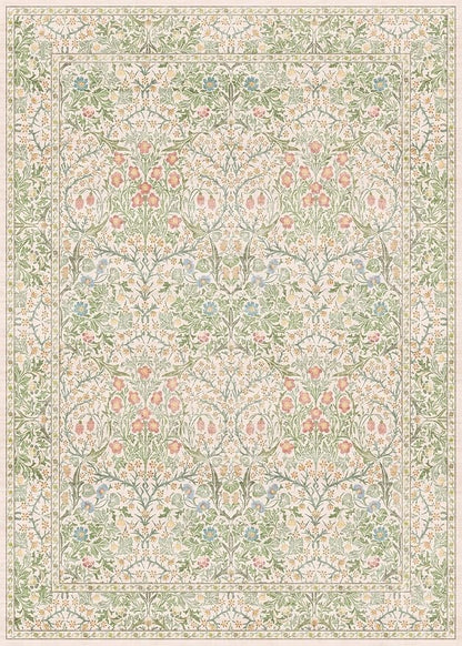 Vintage Washable Beige Green 10x14 Rug - Image 2