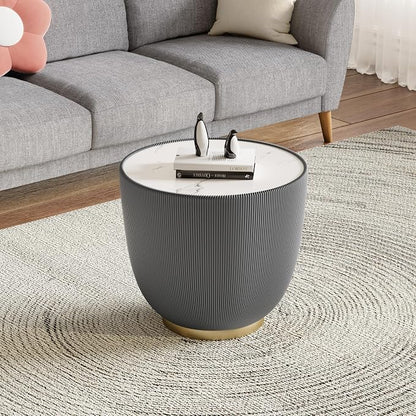 Round Marble Coffee Table Set of 2, 2 Piece White Coffee Table and End Table - Image 8