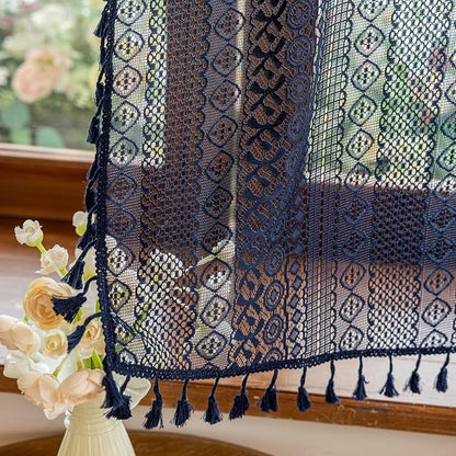 Sutuo Home Boho Lace Sheer Short Curtains Valance 2 Panels - Image 7