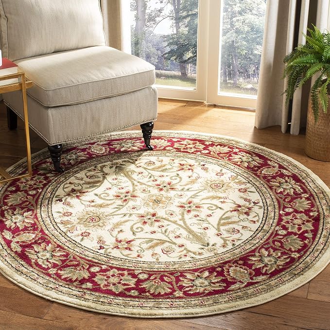 SAFAVIEH Lyndhurst Collection 8' Round Ivory/Rust LNH212R Traditional Oriental by Unknown