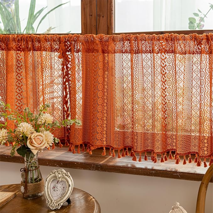 Sutuo Home Terracotta Boho Short Curtains - Image 9
