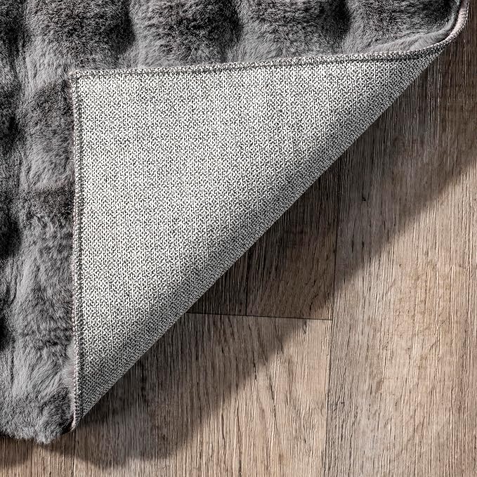 nuLOOM Jeni Dark Grey Checkered Washable Area Rug, Dark Grey - Image 3