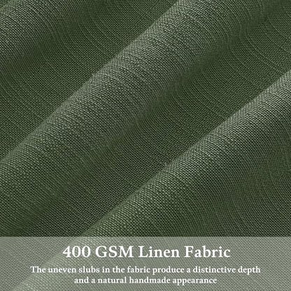 102 Inch Green Linen Blend Semi Sheer Pinch Pleat Memory Shape Curtains 50W | - Image 3