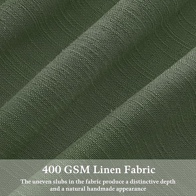 96 Inches Linen Pleated Semi Sheer Privacy Dark Green Loden Curtains 50x96 | - Image 3