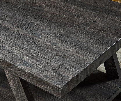 Contemporary Wood Coffee Table 48 in, Charcoal Living Room Table - Image 5